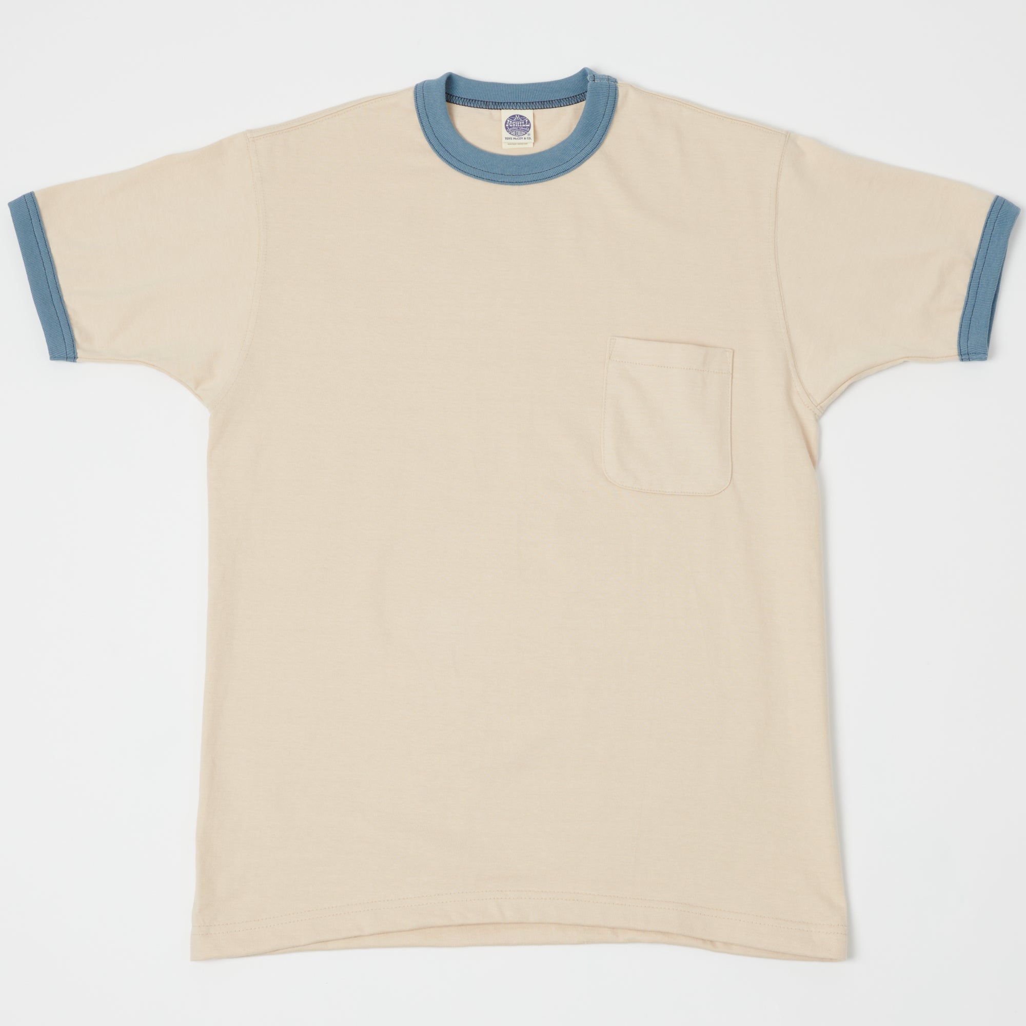 TOYS McCOY Ringer Pocket T-Shirt - Beige/Blue