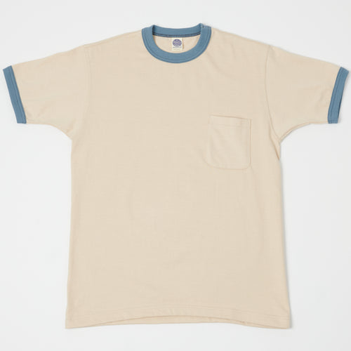 TOYS McCOY Ringer Pocket T-Shirt - Beige/Blue