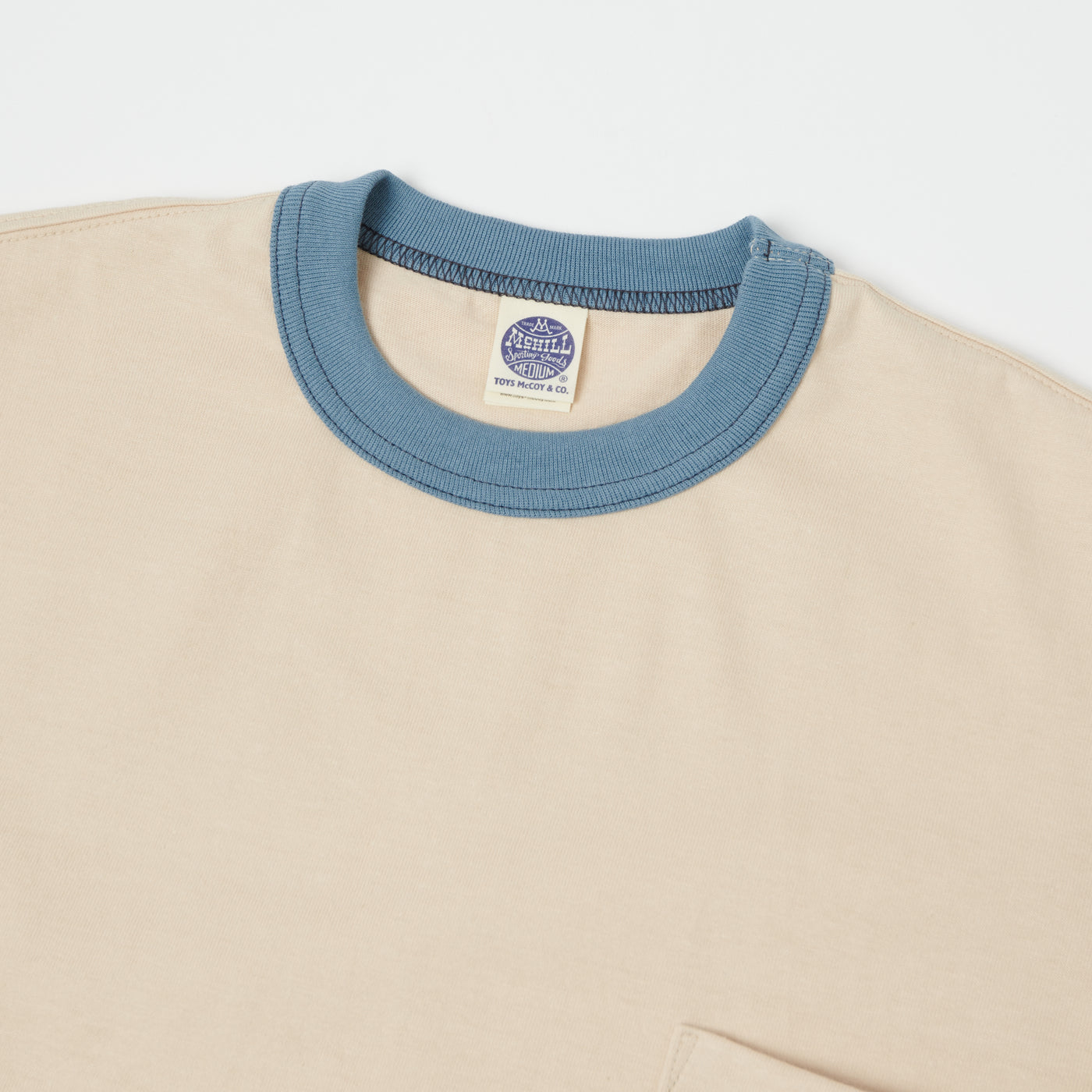 TOYS McCOY Ringer Pocket T-Shirt - Beige/Blue