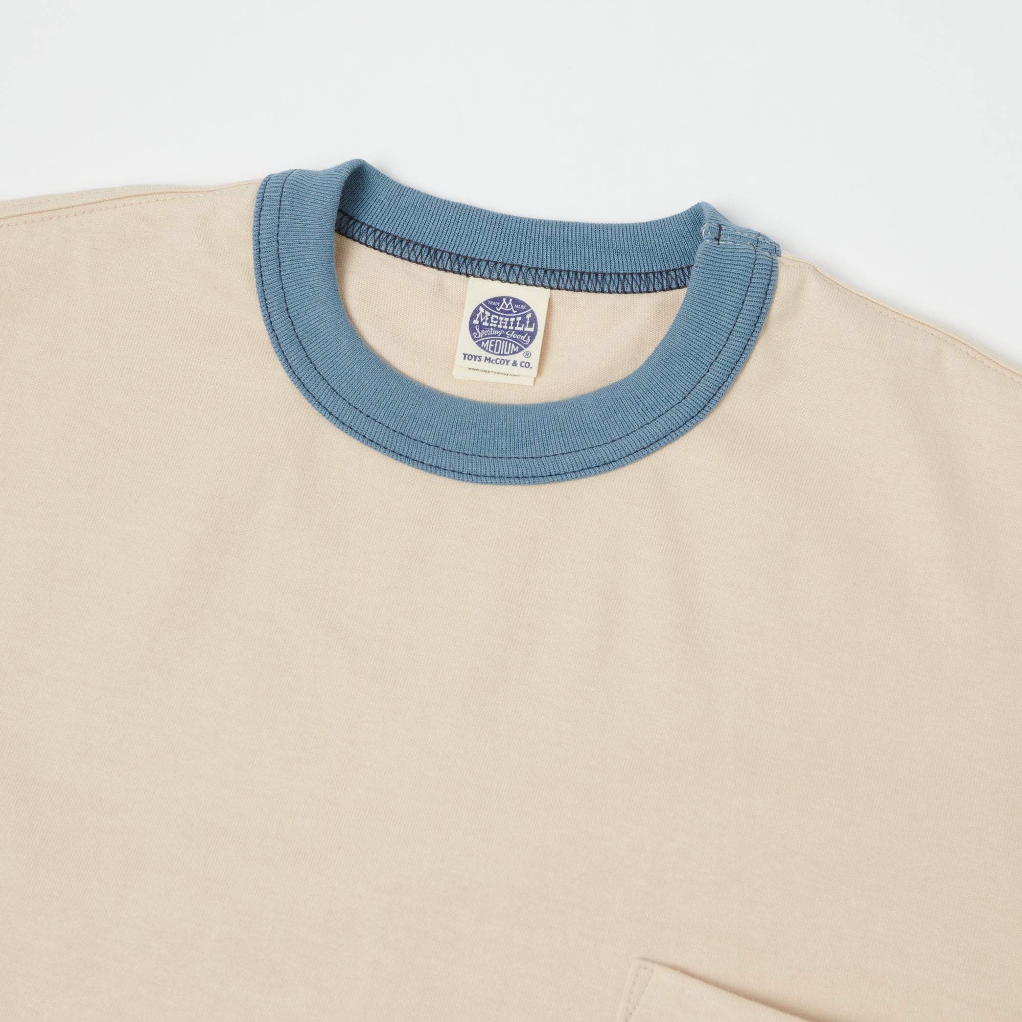 TOYS McCOY Ringer Pocket T-Shirt - Beige/Blue