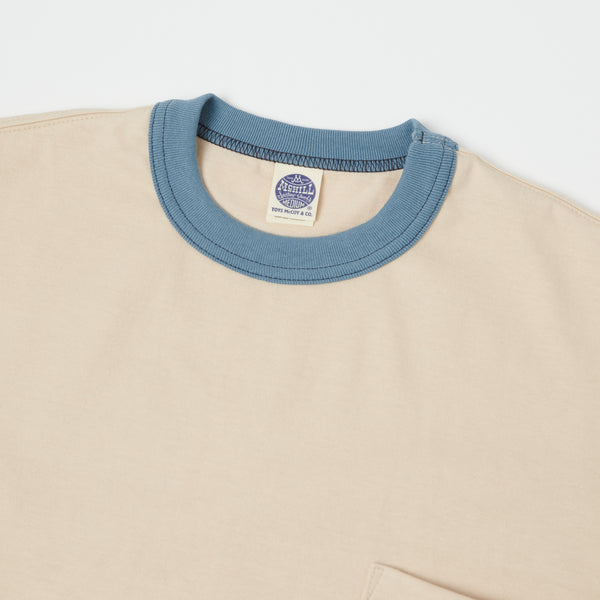 TOYS McCOY TMC2237 Ringer Pocket Tee - Beige/Blue