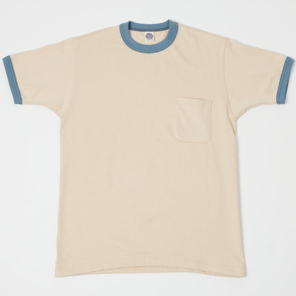 TOYS McCOY TMC2237 Ringer Pocket Tee - Beige/Blue