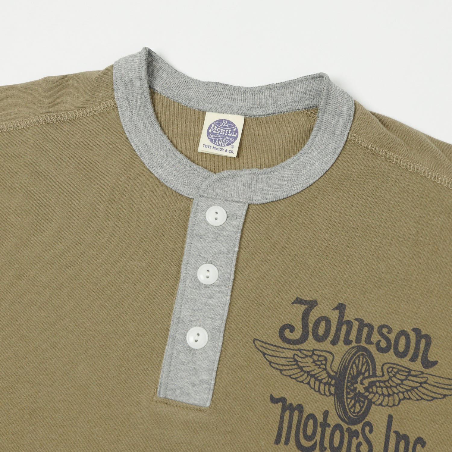 TOYS McCOY 'Johnson Motors Flying Wheel' Union Henley - Olive