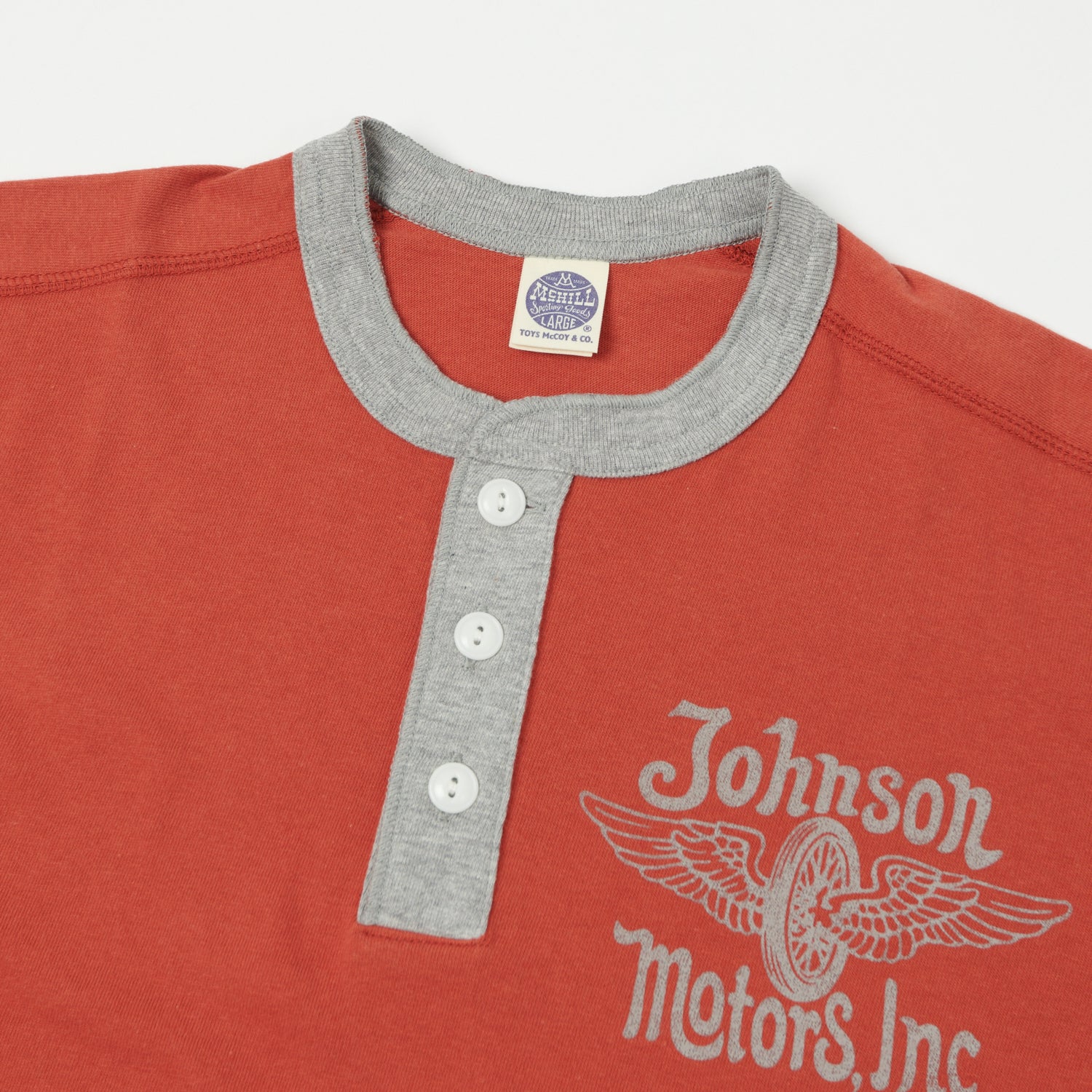 TOYS McCOY 'Johnson Motors Flying Wheel' Union Henley - Red