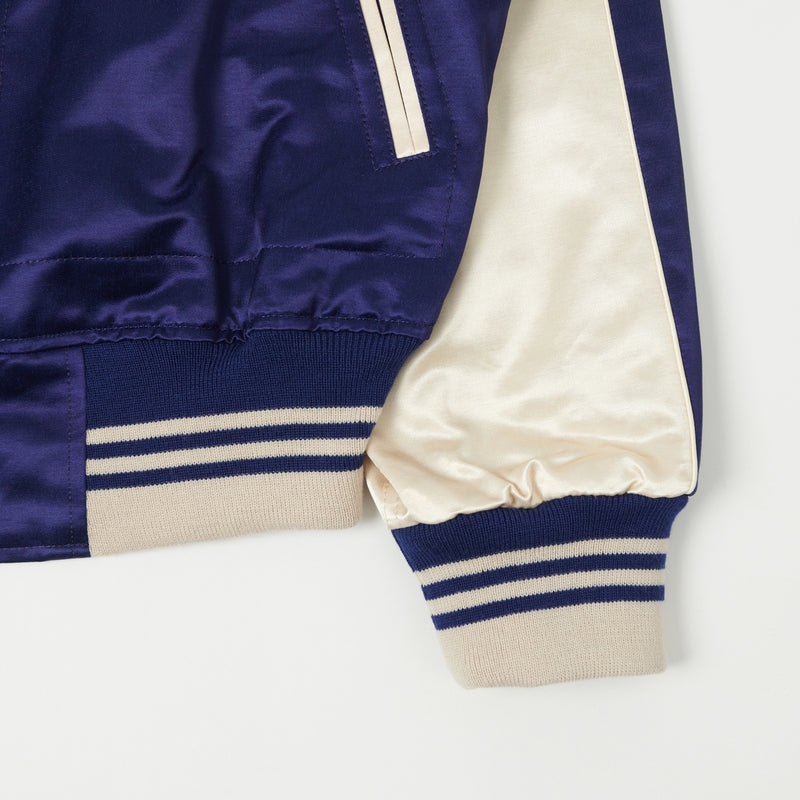 TOYS McCOY Cotton/Rayon Sateen Baseball Jacket - Blue/Off White