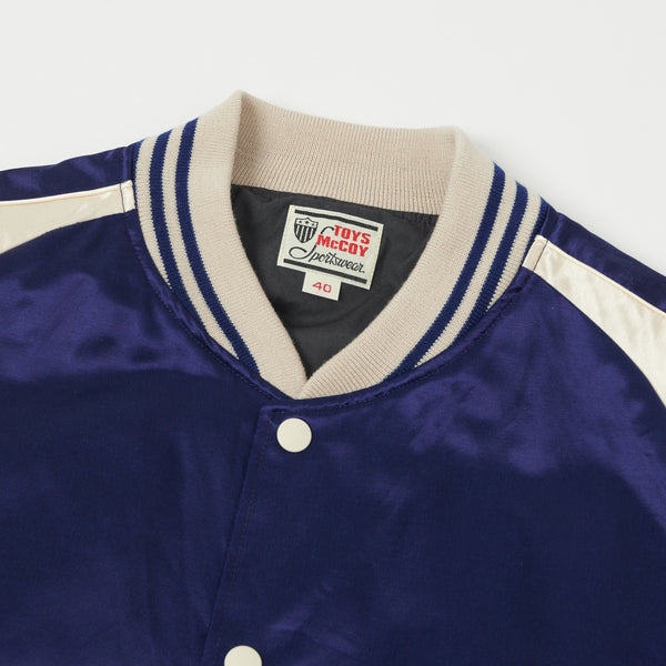 TOYS McCOY Cotton/Rayon Sateen Baseball Jacket - Blue/Off White