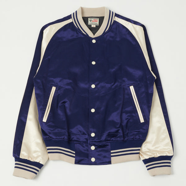 TOYS McCOY Cotton/Rayon Sateen Baseball Jacket - Blue/Off 