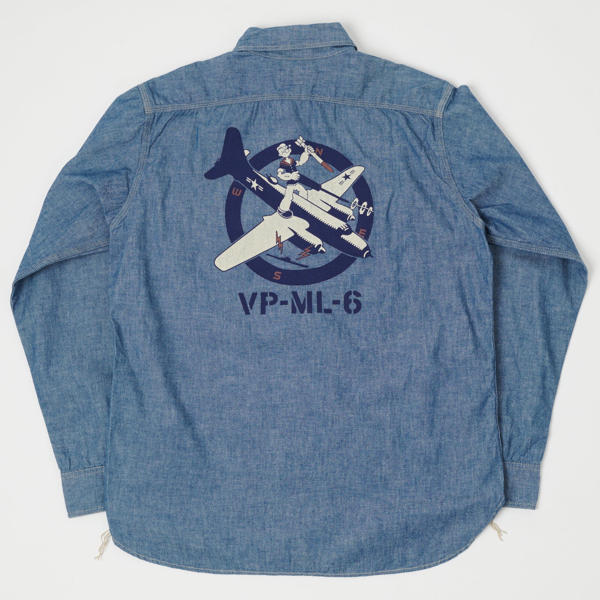 TOYS McCOY 'Popeye' Print Military Chambray Shirt - Blue