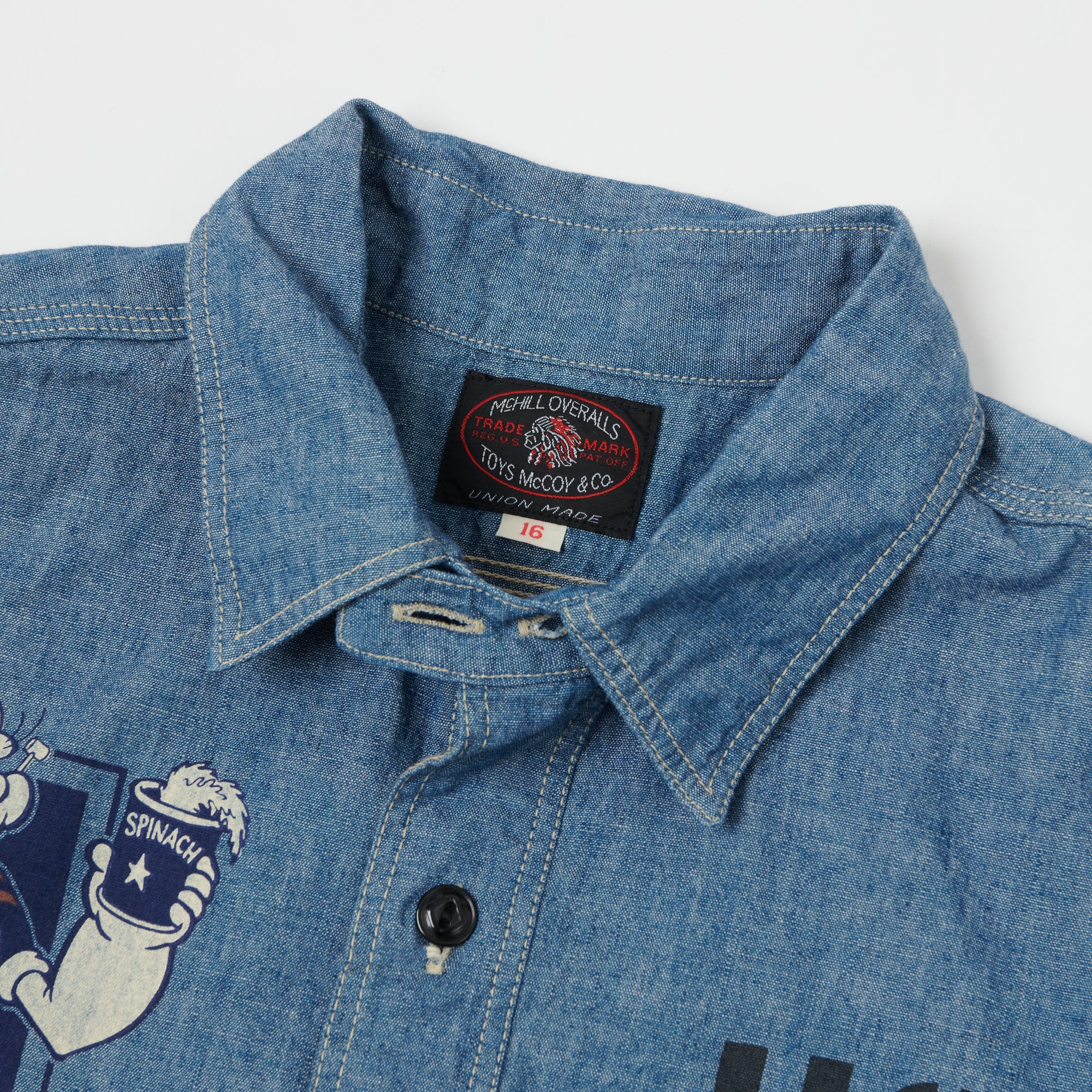 TOYS McCOY 'Popeye' Print Military Chambray Shirt - Blue