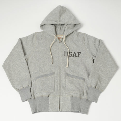TOYS McCOY U.S.A.F Print Zip Through Hoodie - Heather Grey