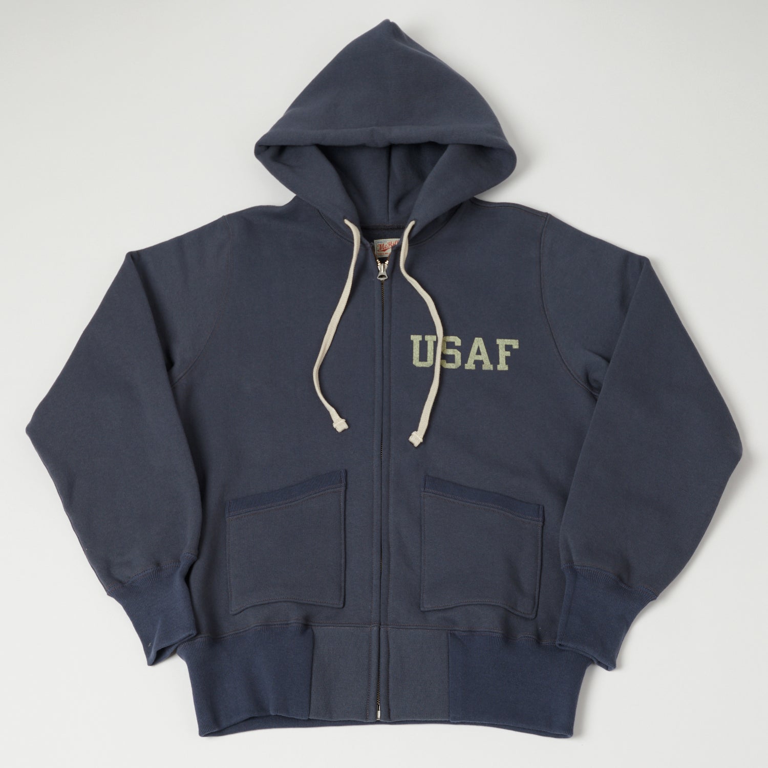 TOYS McCOY U.S.A.F Print Zip Through Hoodie - Navy Grey