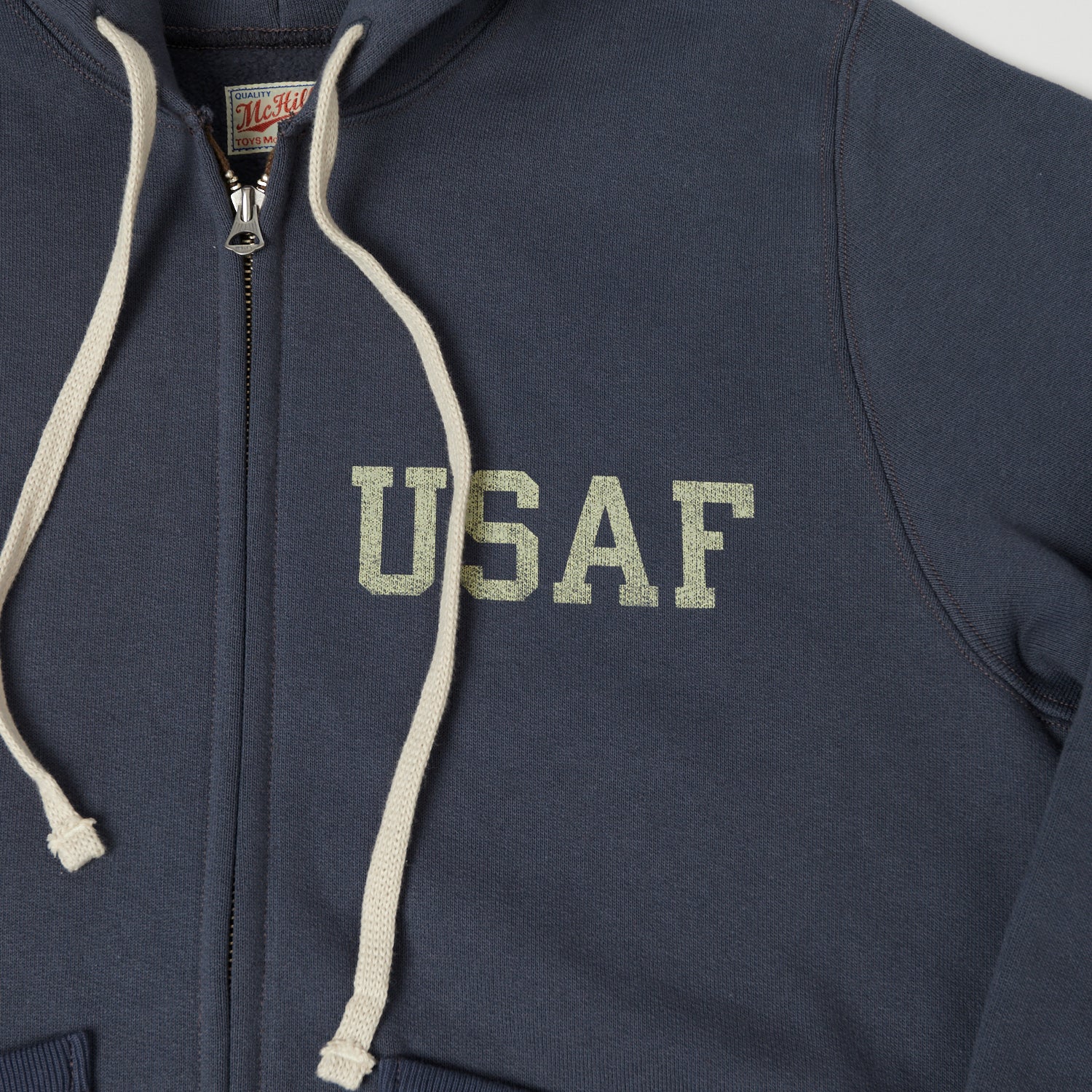 TOYS McCOY U.S.A.F Print Zip Through Hoodie - Navy Grey