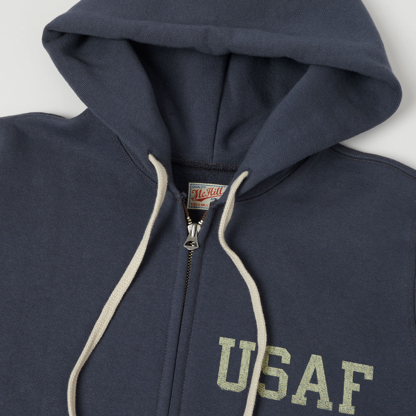 TOYS McCOY U.S.A.F Print Zip Through Hoodie - Navy Grey