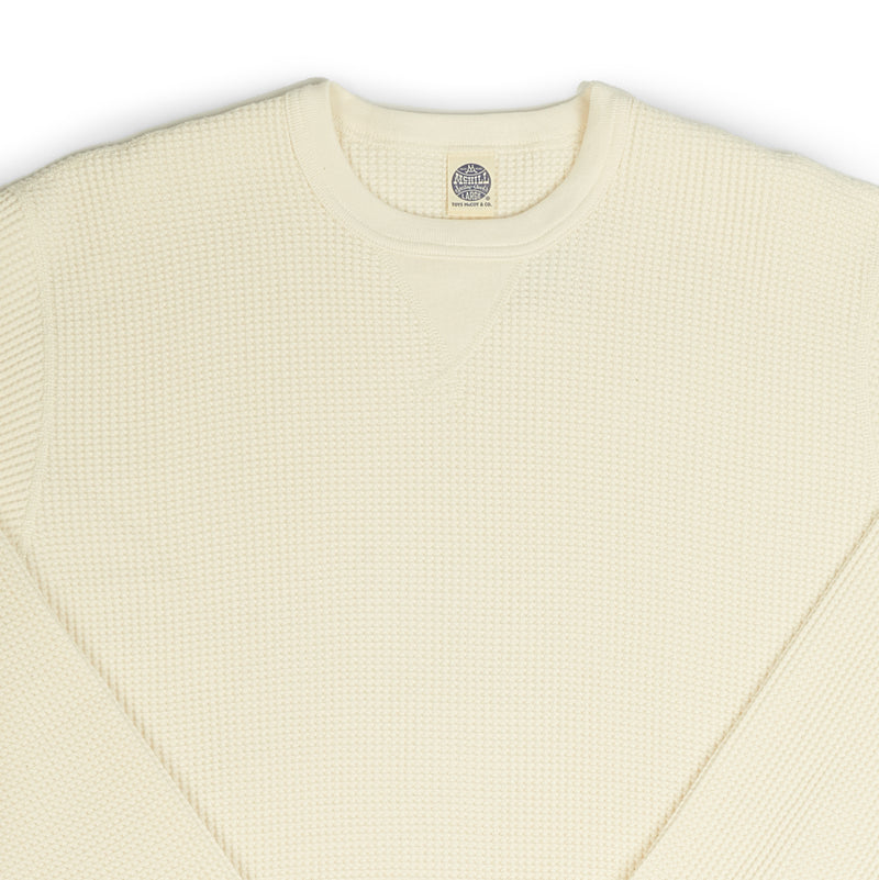 TOYS McCOY TMC1765 Plain Waffle Knit Sweatshirt - Off White