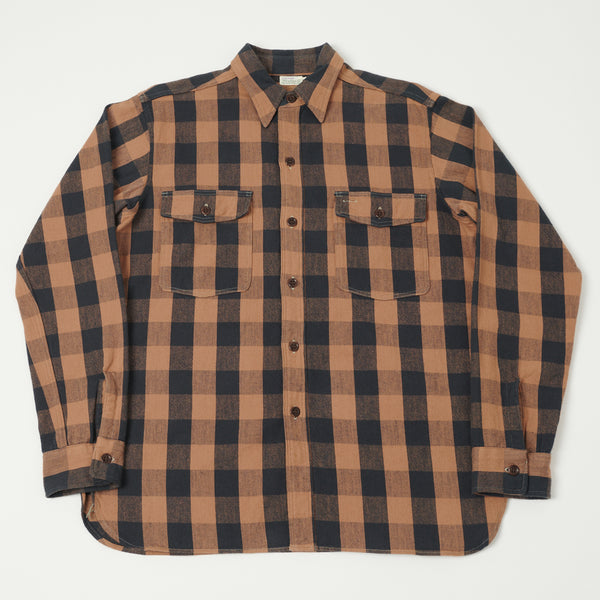 Warehouse 3022 Check Flannel Shirt - Salmon