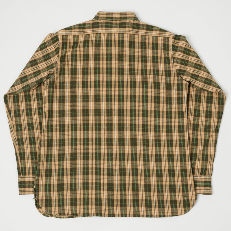 Warehouse 3022 Flannel Shirt W/ Chin Strap - Beige