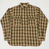 Warehouse 3022 Flannel Shirt W/ Chin Strap - Beige