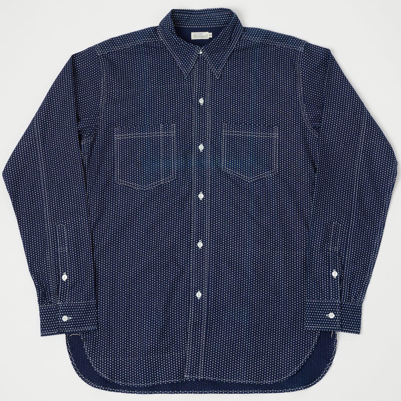 Warehouse & Co 3025 Duck Digger 'Wide Awake' Shirt - Indigo Dot