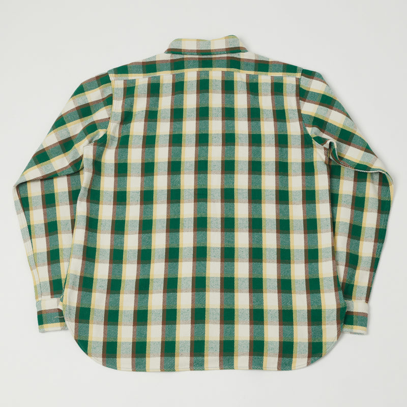 Warehouse 3104 'E Pattern' Check Flannel Shirt - Green