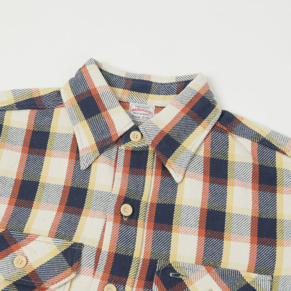 Warehouse 3104 'E Pattern' Check Flannel Shirt - Navy