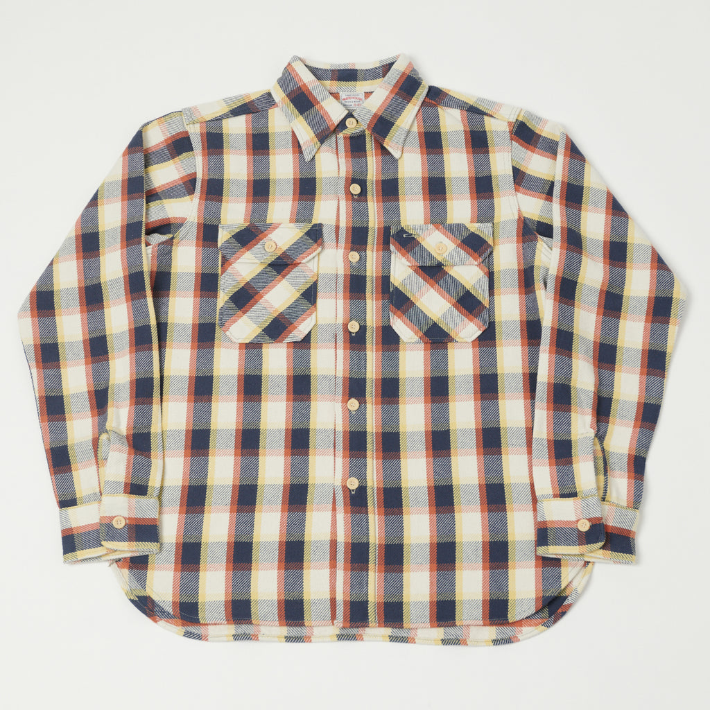 Warehouse 3104 'E Pattern' Check Flannel Shirt - Navy | SON OF A