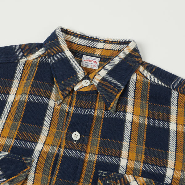 Warehouse 3104  Flannel Shirt 'B Pattern' - Navy