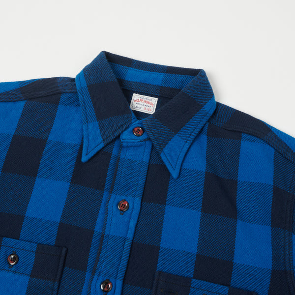 Warehouse 3104 Flannel Shirt 'A Pattern' - Blue