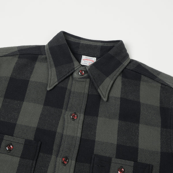 Warehouse 3104 Flannel Shirt 'A Pattern' - Charcoal