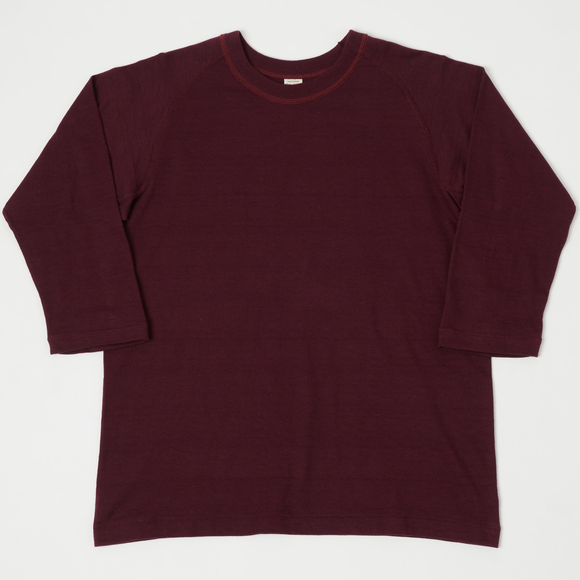 Warehouse & Co 4049 3/4 Sleeve Freedom T-Shirt - Bordeaux