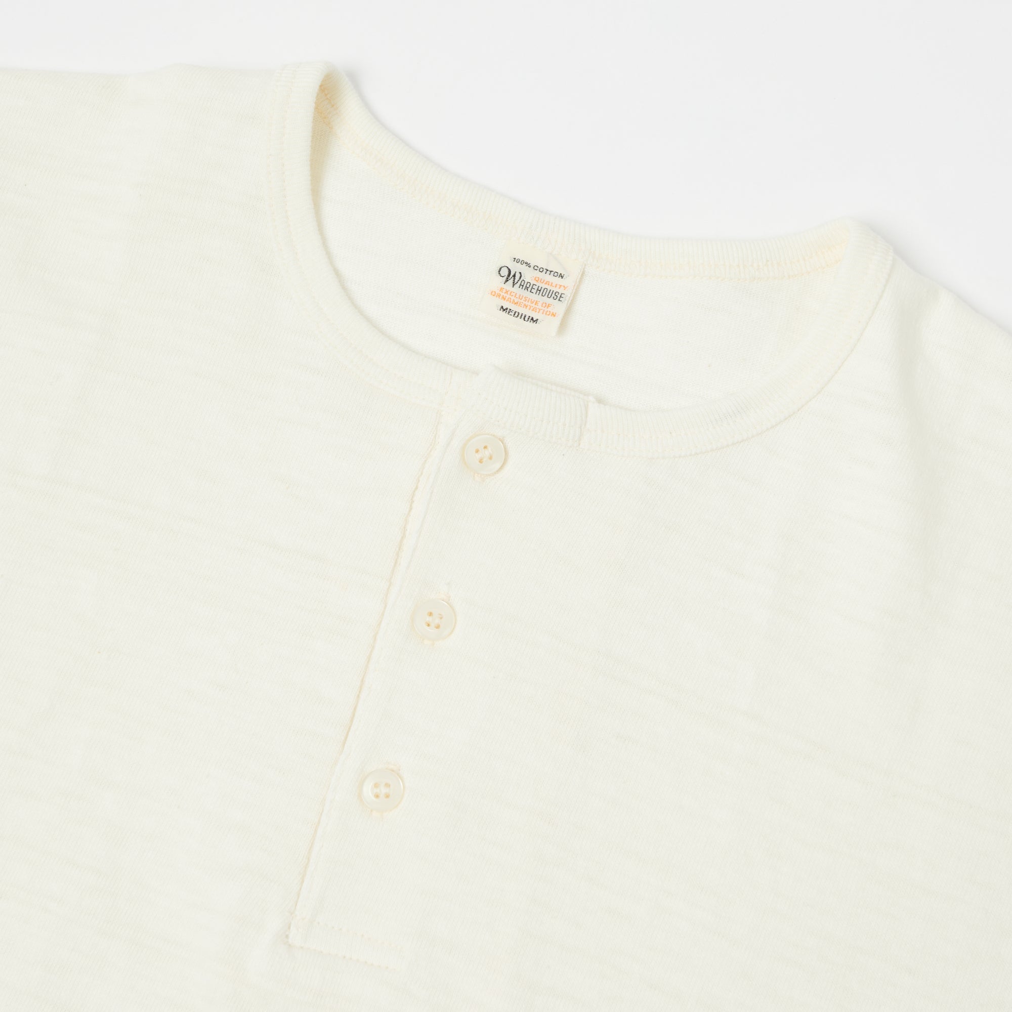 Warehouse & Co 4058 Baseball Henley - Cream/Light Green
