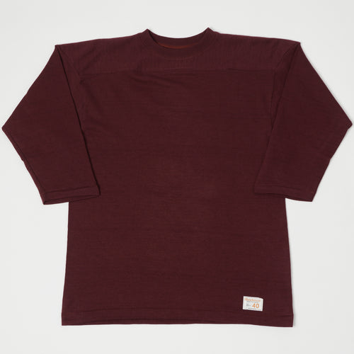 Warehouse & Co 4063 3/4 Sleeve Football T-Shirt - Bordeaux