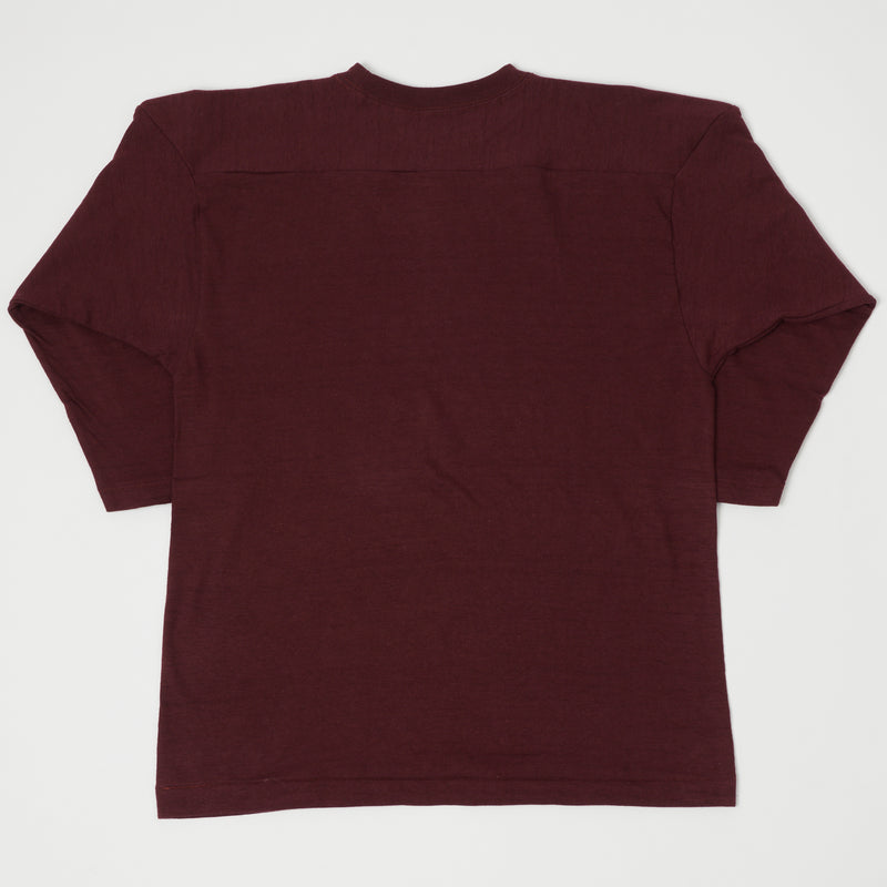 Warehouse 4063 3/4 Sleeve Football Shirt - Bordeaux