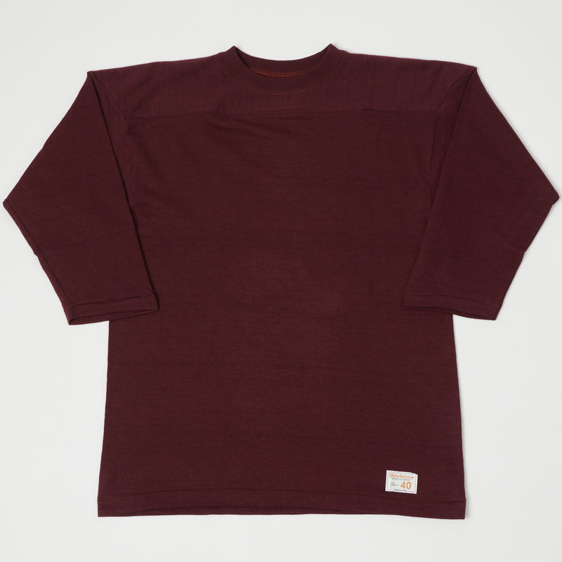 Warehouse 4063 3/4 Sleeve Football Shirt - Bordeaux