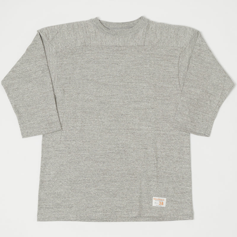 Warehouse 4063 3/4 Sleeve Football Tee - Heather Grey