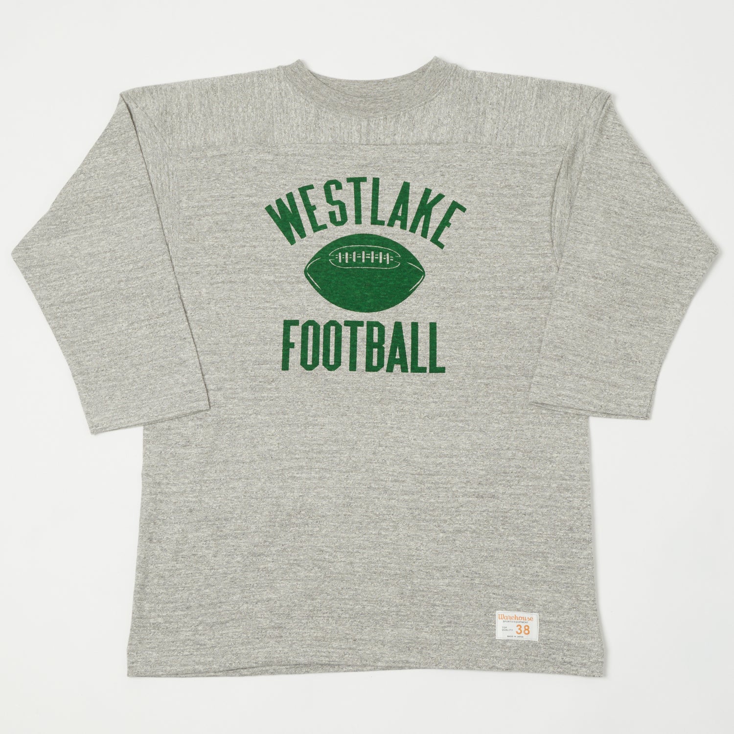 Warehouse & Co 4063 'West Lake' 3/4 Sleeve Football T-Shirt - Heather Grey
