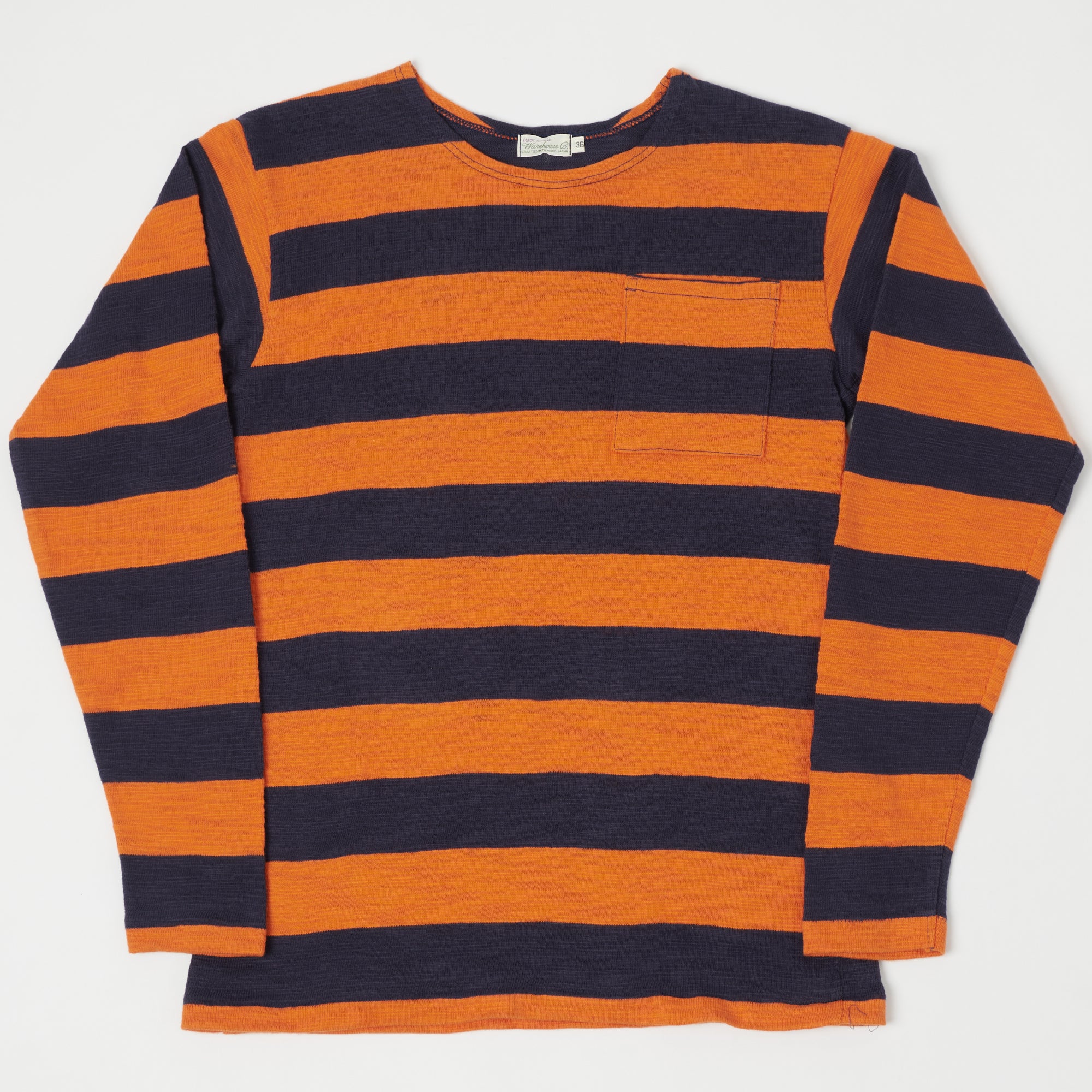 Warehouse & Co 4081 Duck Digger Border T-Shirt - Navy/Orange