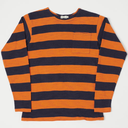 Warehouse & Co 4081 Duck Digger Border T-Shirt - Navy/Orange