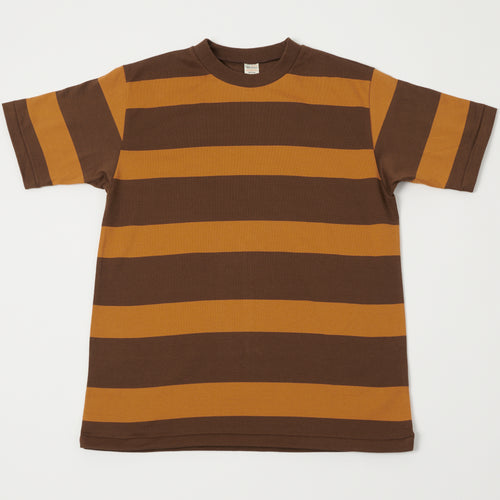 Warehouse & Co 4089 Border Stripe T-Shirt - Brown/Orange