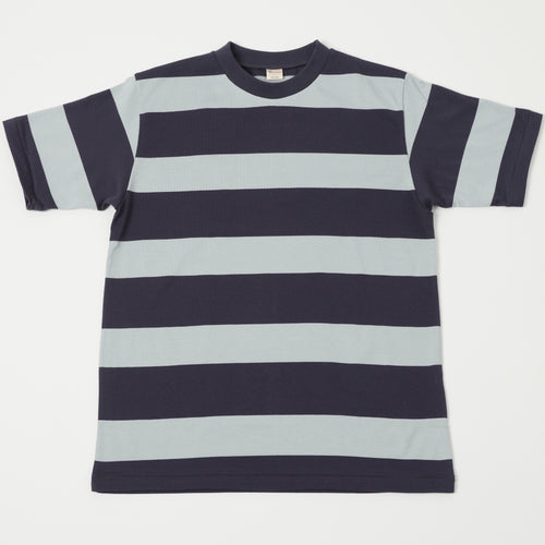 Warehouse & Co 4089 Border Stripe T-Shirt - Navy/ Sax Grey