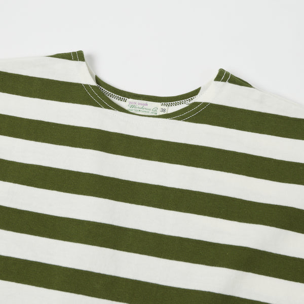Warehouse 4094 S/S 1" Stripe Tee - Off White/Green