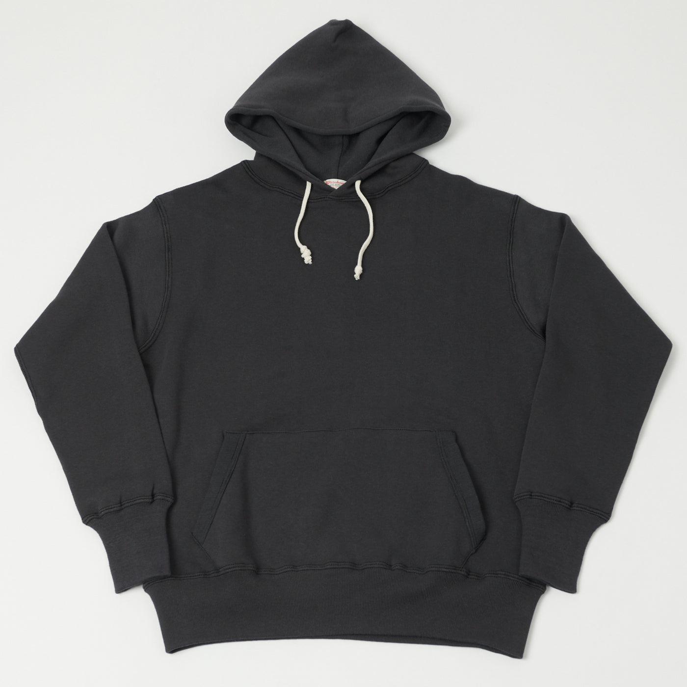Warehouse & Co 450 Two Needle Hooded Sweatshirt - Black/Sumikuro