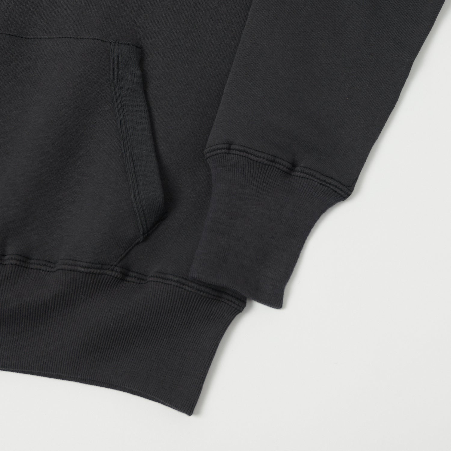 Warehouse & Co 450 Two Needle Hooded Sweatshirt - Black/Sumikuro