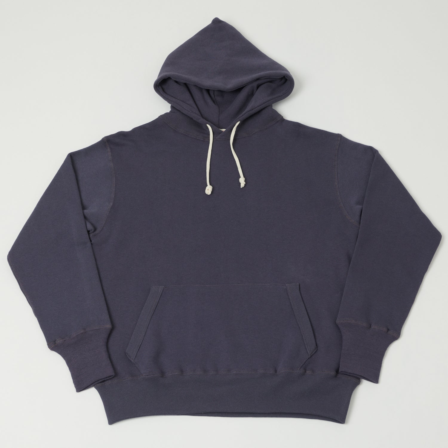 Warehouse & Co 450 Two Needle Hooded Sweatshirt - Navy/Eggplant