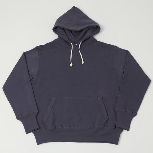 Warehouse & Co 450 Two Needle Hooded Sweatshirt - Navy/Eggplant