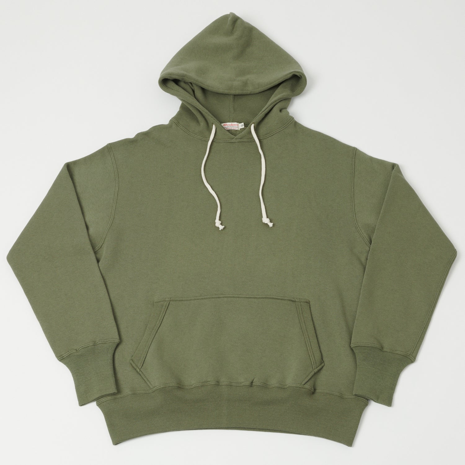 Warehouse & Co 450 Two Needle Hooded Sweatshirt - OD Green