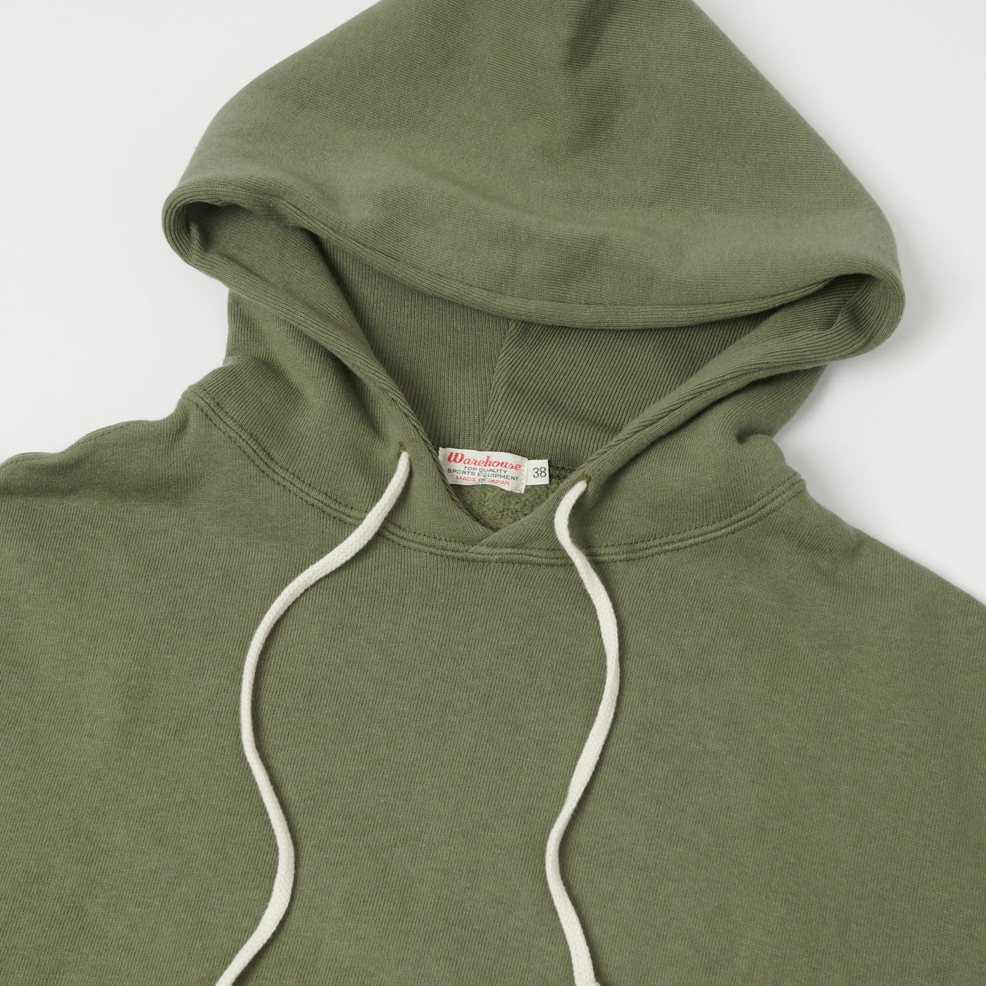 Warehouse & Co 450 Two Needle Hooded Sweatshirt - OD Green