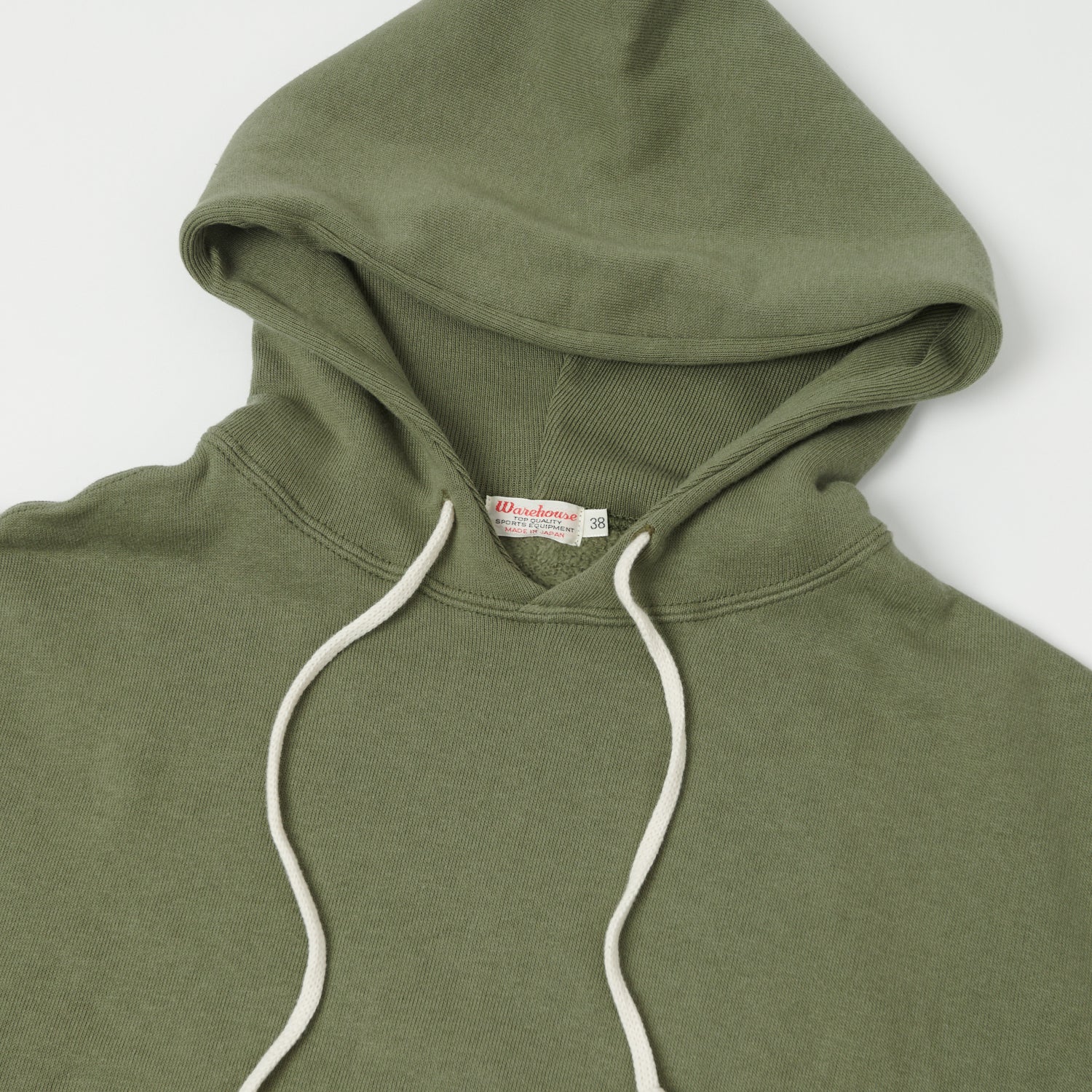 Warehouse & Co 450 Two Needle Hooded Sweatshirt - OD Green