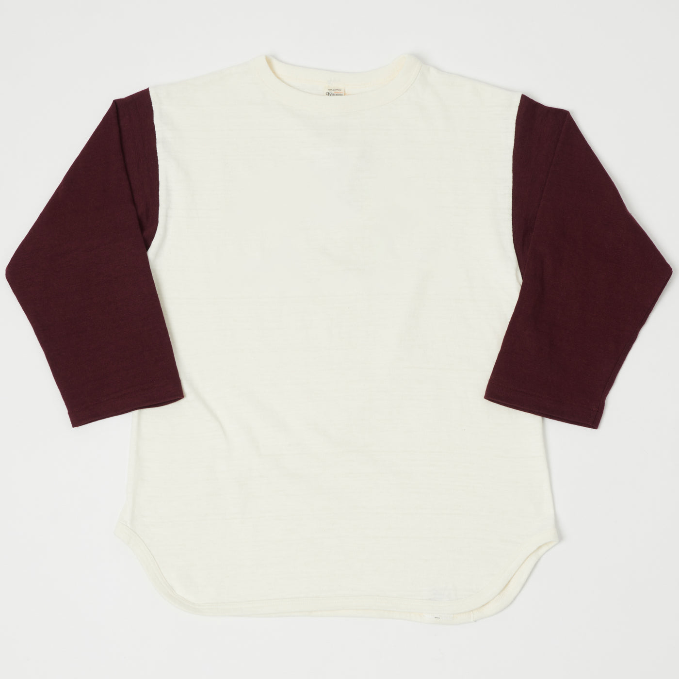 Warehouse & Co 4800 Baseball T-Shirt - Cream/Bordeaux
