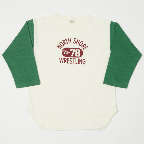 Warehouse & Co 4800 'North Shore' Baseball T-Shirt - Cream/Green