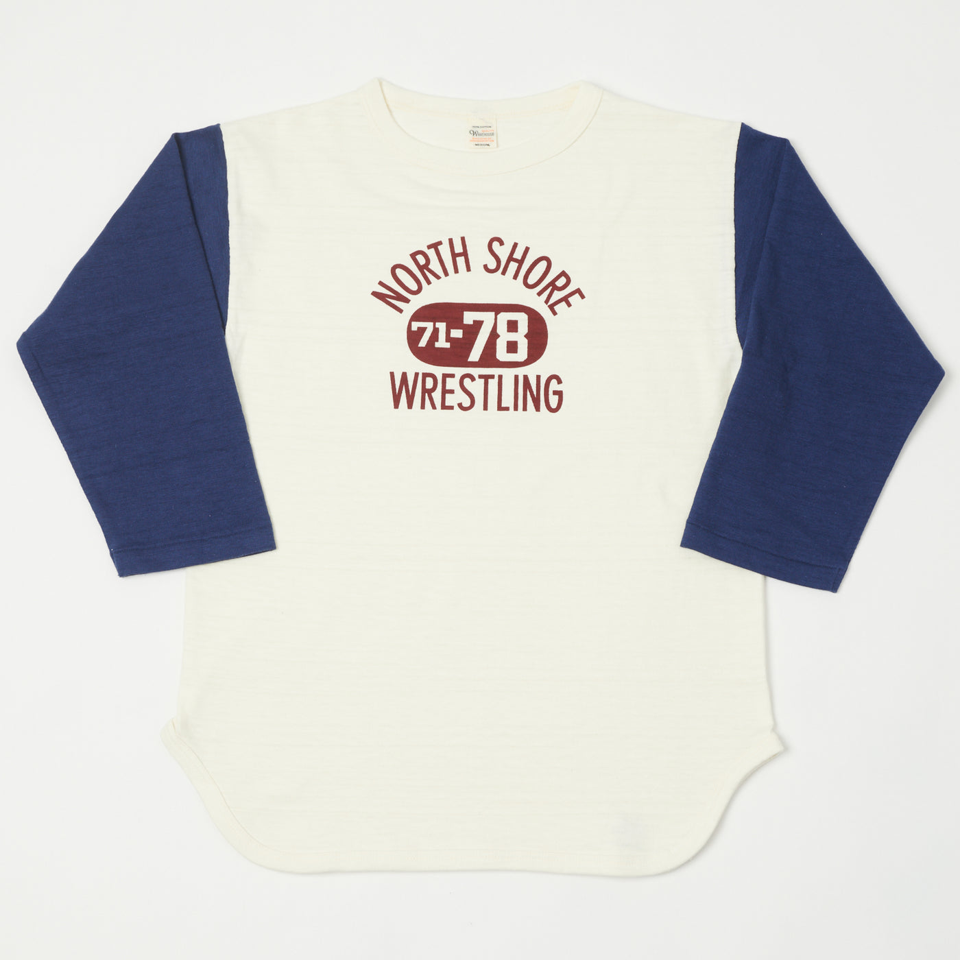 Warehouse & Co 4800 'North Shore' Baseball T-Shirt - Cream/Navy